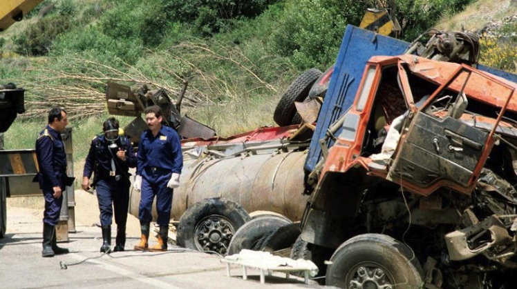 El camion después del accidente